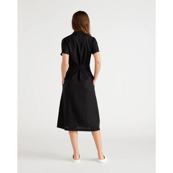 Quince 100% European Linen Button Front Dress in Black Women's XL - Picture 4 of 13